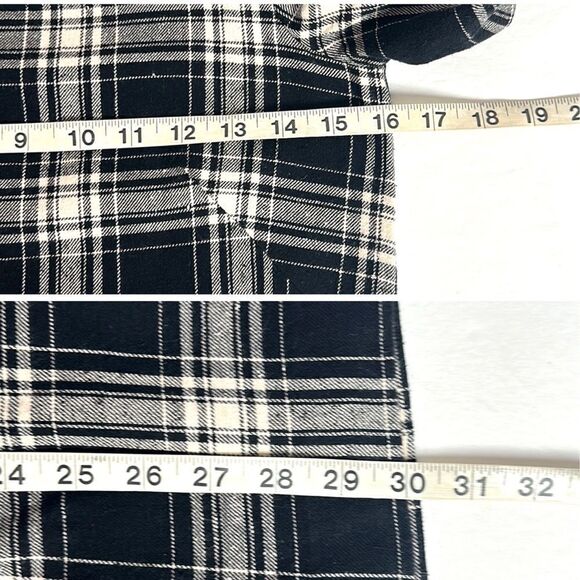 BONPOINT Cotton Black Cream Plaid Mini Dress Tunic Pleated Skirt  size XS - Picture 16 of 16